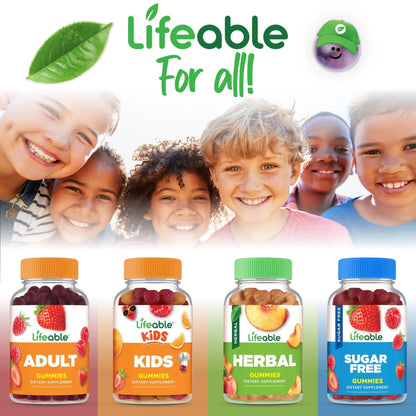Lifeable Kids Multivitamin Gummies | Great Tasting Multivitamin for Kids | with Vitamins A, C, D, E, B6, B12, Zinc, Biotin - dailyvitalstore