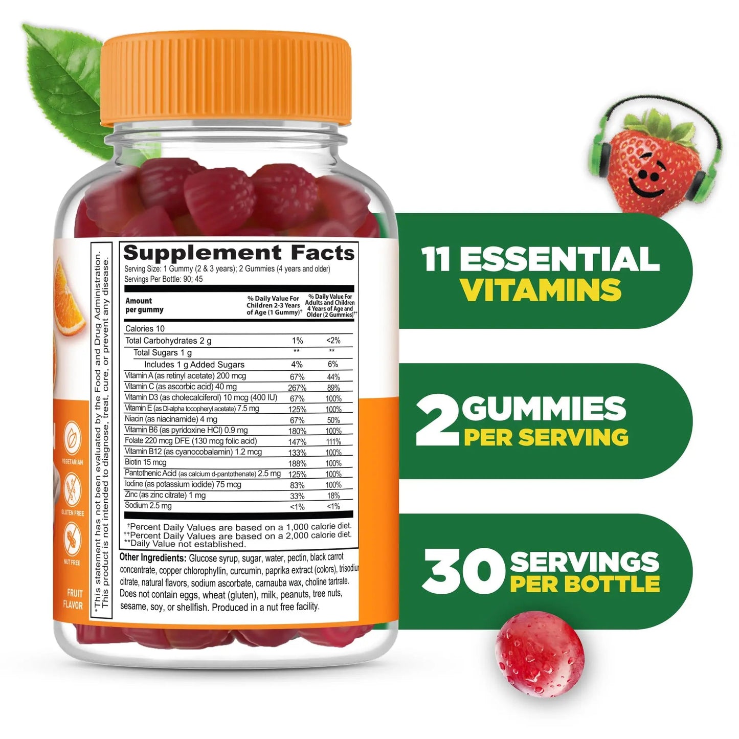 Lifeable Kids Multivitamin Gummies | Great Tasting Multivitamin for Kids | with Vitamins A, C, D, E, B6, B12, Zinc, Biotin - dailyvitalstore