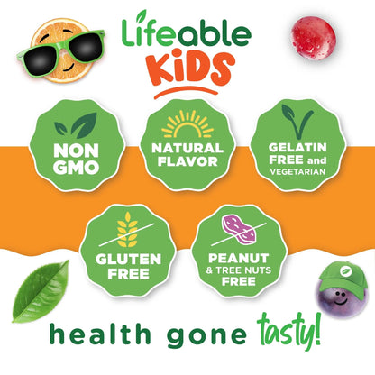 Lifeable Kids Multivitamin Gummies | Great Tasting Multivitamin for Kids | with Vitamins A, C, D, E, B6, B12, Zinc, Biotin - dailyvitalstore