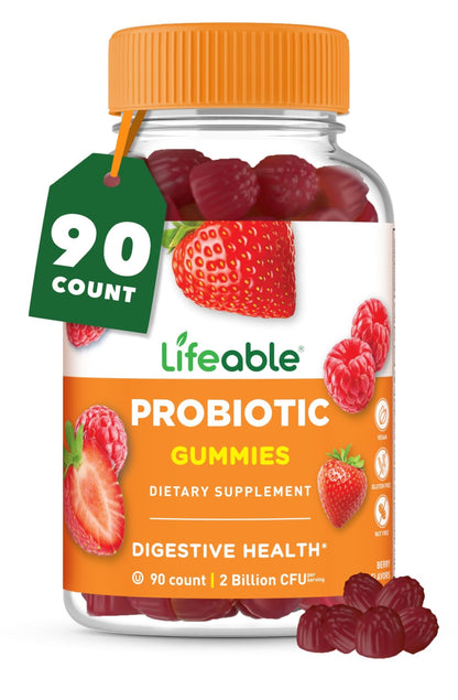 Lifeable Probiotics Gummies | 2 Billion CFU | Great Tasting Probiotic Gummies for Women | Probiotic Gummy for Gut Health and Immune Support - dailyvitalstore