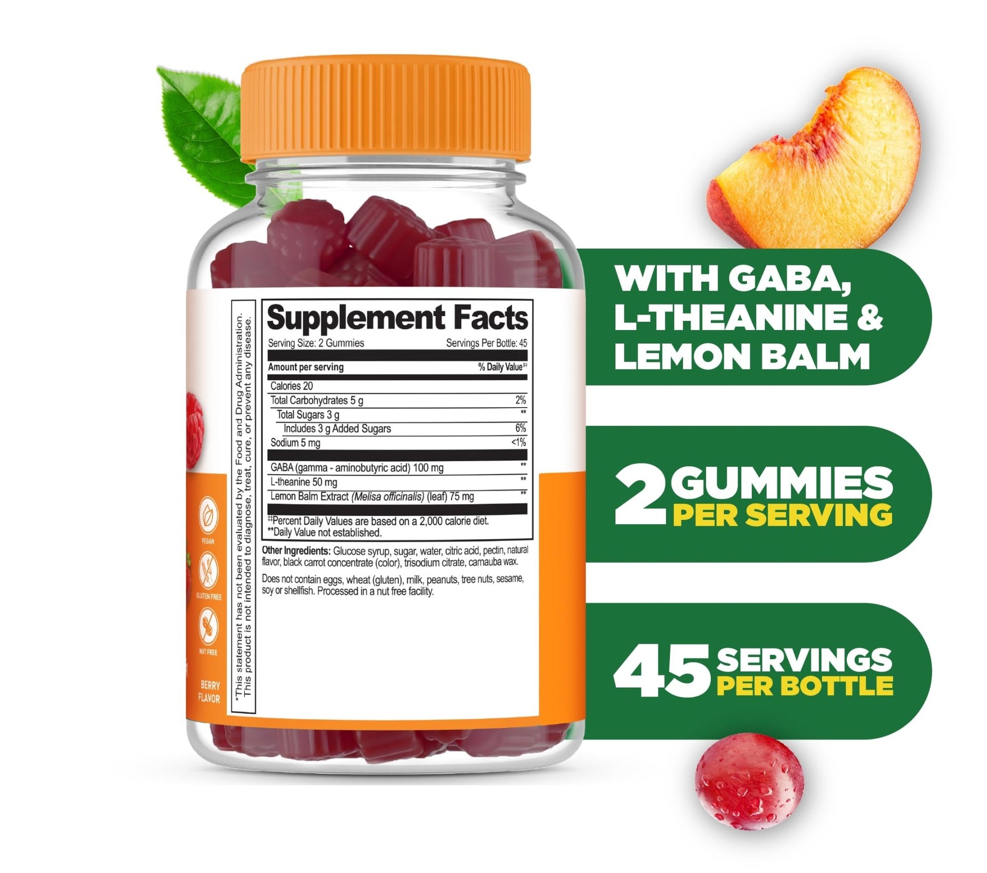 Lifeable Stress Aid Gummies for Teens | with Lemon Balm, GABA and L Theanine Supplements | Vegan Non GMO Mood Support Supplement | Great Tasing Stress Vitamins | L-Theanine for Teen | 90 Gummies - dailyvitalstore