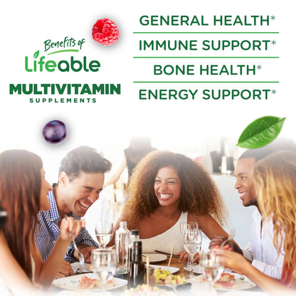 Lifeable Sugar Free Multivitamin Gummies | with Iron Vitamin A, C, D, E, Niacin, B6, Folate, B12, Biotin, Pantothenic Acid, Zinc | - dailyvitalstore