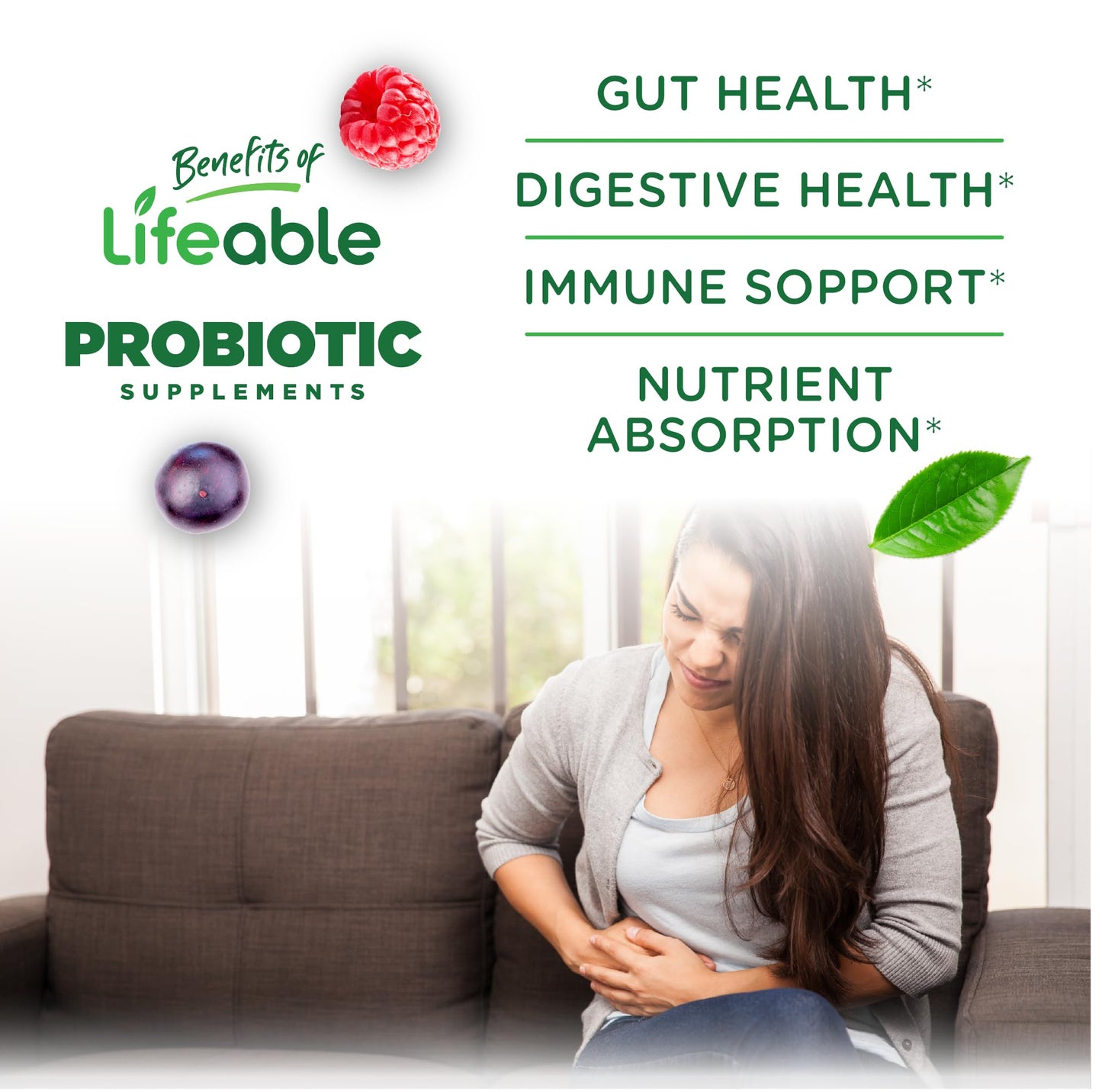 Lifeable Sugar Free Probiotics with Prebiotics Fiber – Great Tasting Natural Flavor Gummy Supplement – Keto Friendly Chewable – for Gut Health and Immune Support - dailyvitalstore