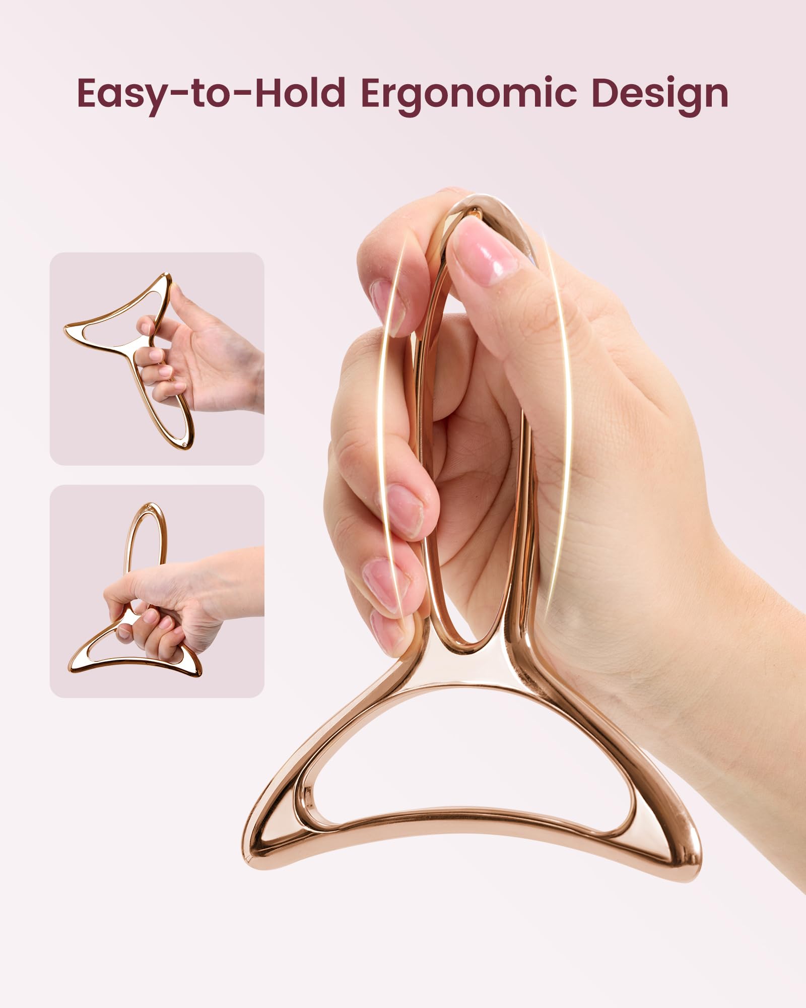 lifechill Lymphatic Drainage Massager & Anti Cellulite Massage Tools for Body Sculpting, Metal Gua Sha & Muscle Scraper Tool Pain Relief Deep Tissue, Gifts for Women, Gold (M) - dailyvitalstore