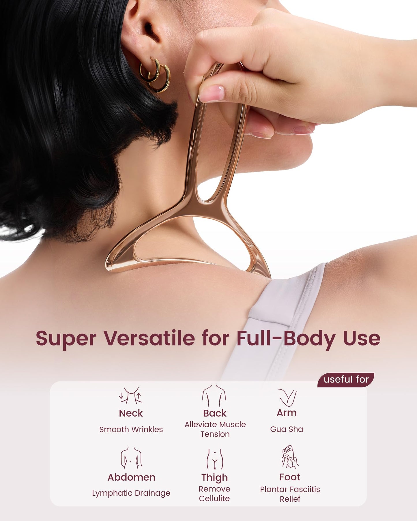 lifechill Lymphatic Drainage Massager & Anti Cellulite Massage Tools for Body Sculpting, Metal Gua Sha & Muscle Scraper Tool Pain Relief Deep Tissue, Gifts for Women, Gold (M) - dailyvitalstore