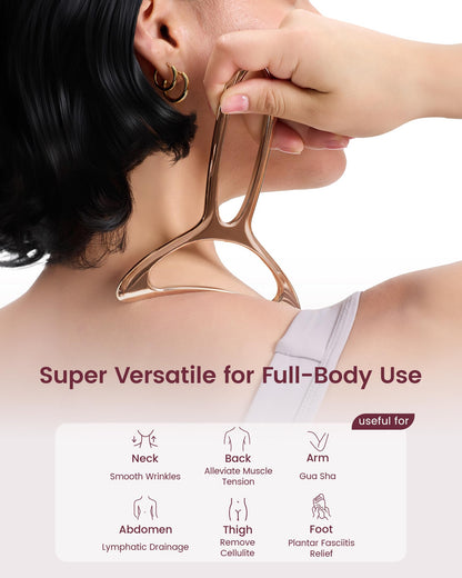 lifechill Lymphatic Drainage Massager & Anti Cellulite Massage Tools for Body Sculpting, Metal Gua Sha & Muscle Scraper Tool Pain Relief Deep Tissue, Gifts for Women, Gold (M) - dailyvitalstore