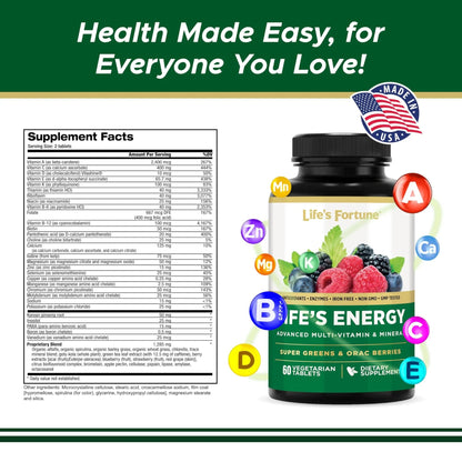 Life's Energy Advanced Daily Multivitamin for Men & Women, Energy and Immune Support Supplement with Super Greens, Antioxidants, Enzymes - dailyvitalstore