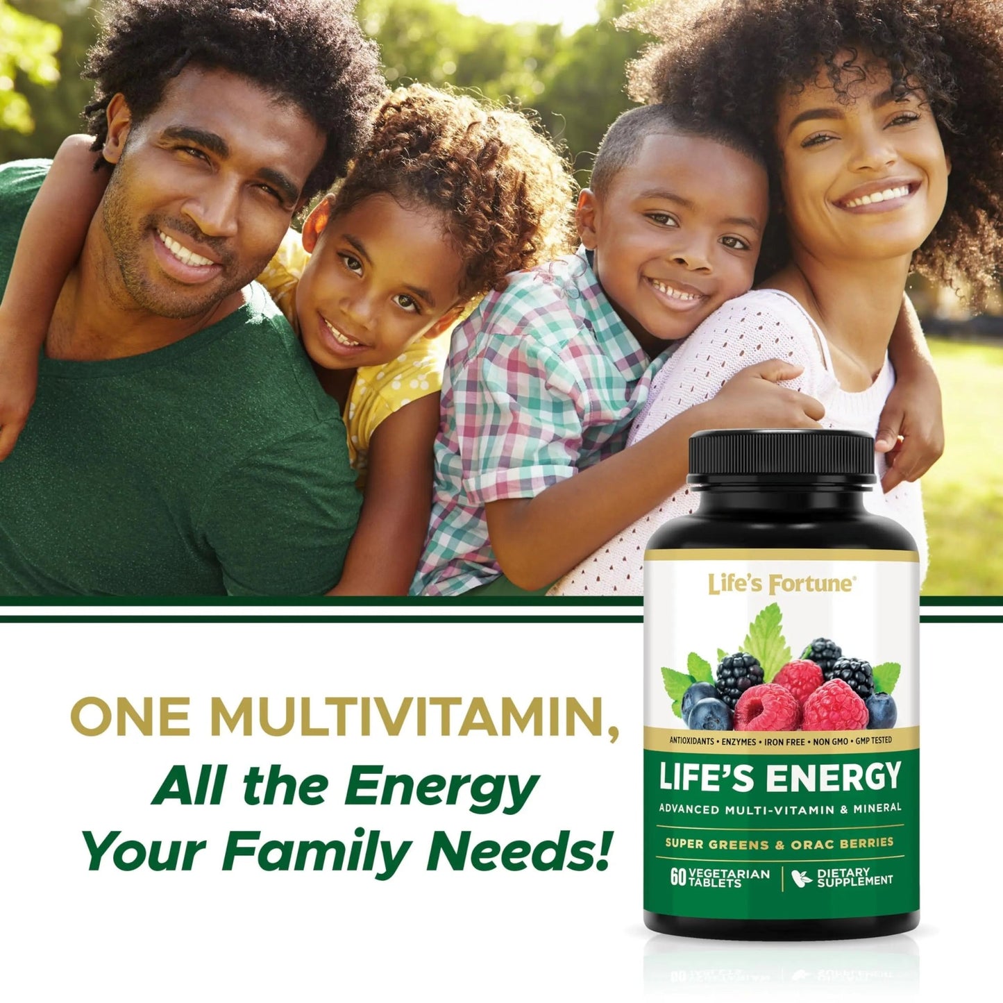 Life's Energy Advanced Daily Multivitamin for Men & Women, Energy and Immune Support Supplement with Super Greens, Antioxidants, Enzymes - dailyvitalstore