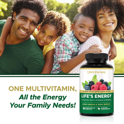 Life's Energy Advanced Daily Multivitamin for Men & Women, Energy and Immune Support Supplement with Super Greens, Antioxidants, Enzymes - dailyvitalstore