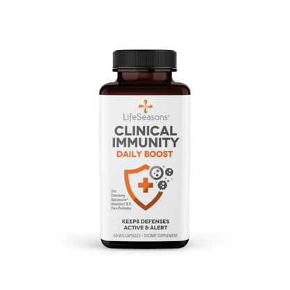 LifeSeasons Clinical Immunity - Daily Boost - Immune System Booster - Pre + Probiotics - Increases Antibodies & Immune Cells - Elderberry, Zinc, Natramune & Vitamin C + D3-60 Capsules - dailyvitalstore