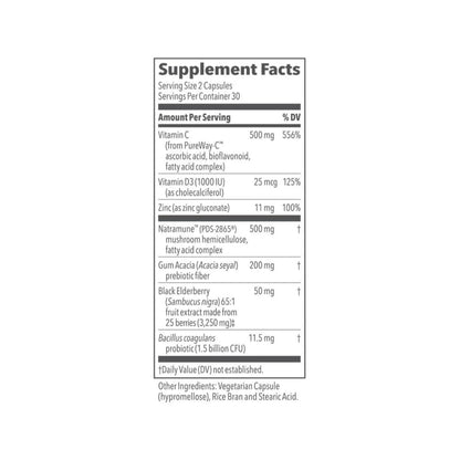 LifeSeasons Clinical Immunity - Daily Boost - Immune System Booster - Pre + Probiotics - Increases Antibodies & Immune Cells - Elderberry, Zinc, Natramune & Vitamin C + D3-60 Capsules - dailyvitalstore