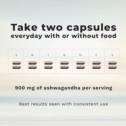 LifeSeasons Essentials Ashwagandha - Stress & Sleep Support Supplement - Calm & Focused Mind - Improves Athletic Performance & Brain Function - 900mg per 2 Capsules - 60 Capsules - dailyvitalstore