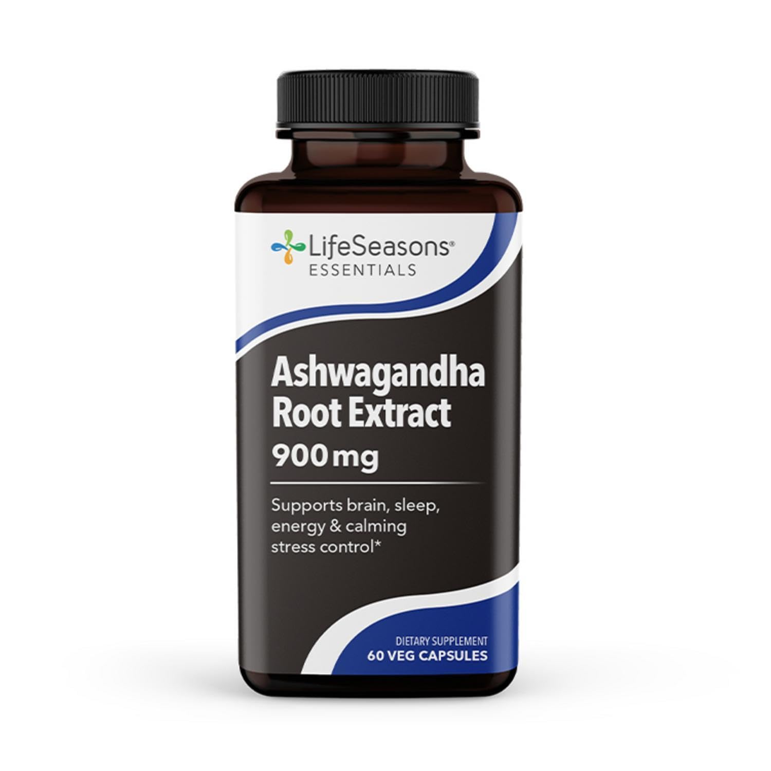 LifeSeasons Essentials Ashwagandha - Stress & Sleep Support Supplement - Calm & Focused Mind - Improves Athletic Performance & Brain Function - 900mg per 2 Capsules - 60 Capsules - dailyvitalstore