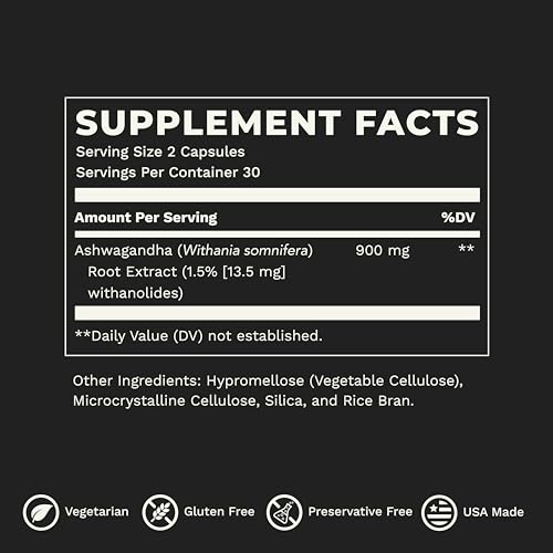 LifeSeasons Essentials Ashwagandha - Stress & Sleep Support Supplement - Calm & Focused Mind - Improves Athletic Performance & Brain Function - 900mg per 2 Capsules - 60 Capsules - dailyvitalstore
