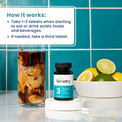 LifeSeasons Femetry Bladder Acid Control - Support for Interstitial Cystitis - Reduce Urine Acidity in The Bladder - Eases Flares Caused by Eating or Drinking Acidic Foods - 60 Tablets - dailyvitalstore
