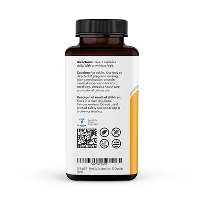 LifeSeasons GS Stabili-T - Blood Sugar Support Supplement - Healthy Circulation & Vision - Maintain Normal Levels - Chromium Cinnamon Gymnema Bilberry & Alpha Lipoic Acid - 90 Capsules - dailyvitalstore