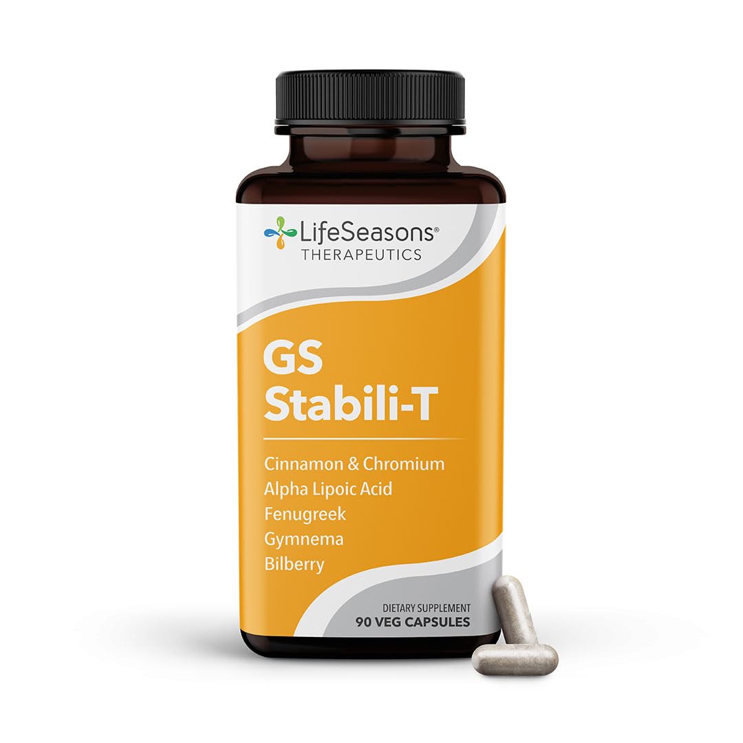 LifeSeasons GS Stabili-T - Blood Sugar Support Supplement - Healthy Circulation & Vision - Maintain Normal Levels - Chromium Cinnamon Gymnema Bilberry & Alpha Lipoic Acid - 90 Capsules - dailyvitalstore