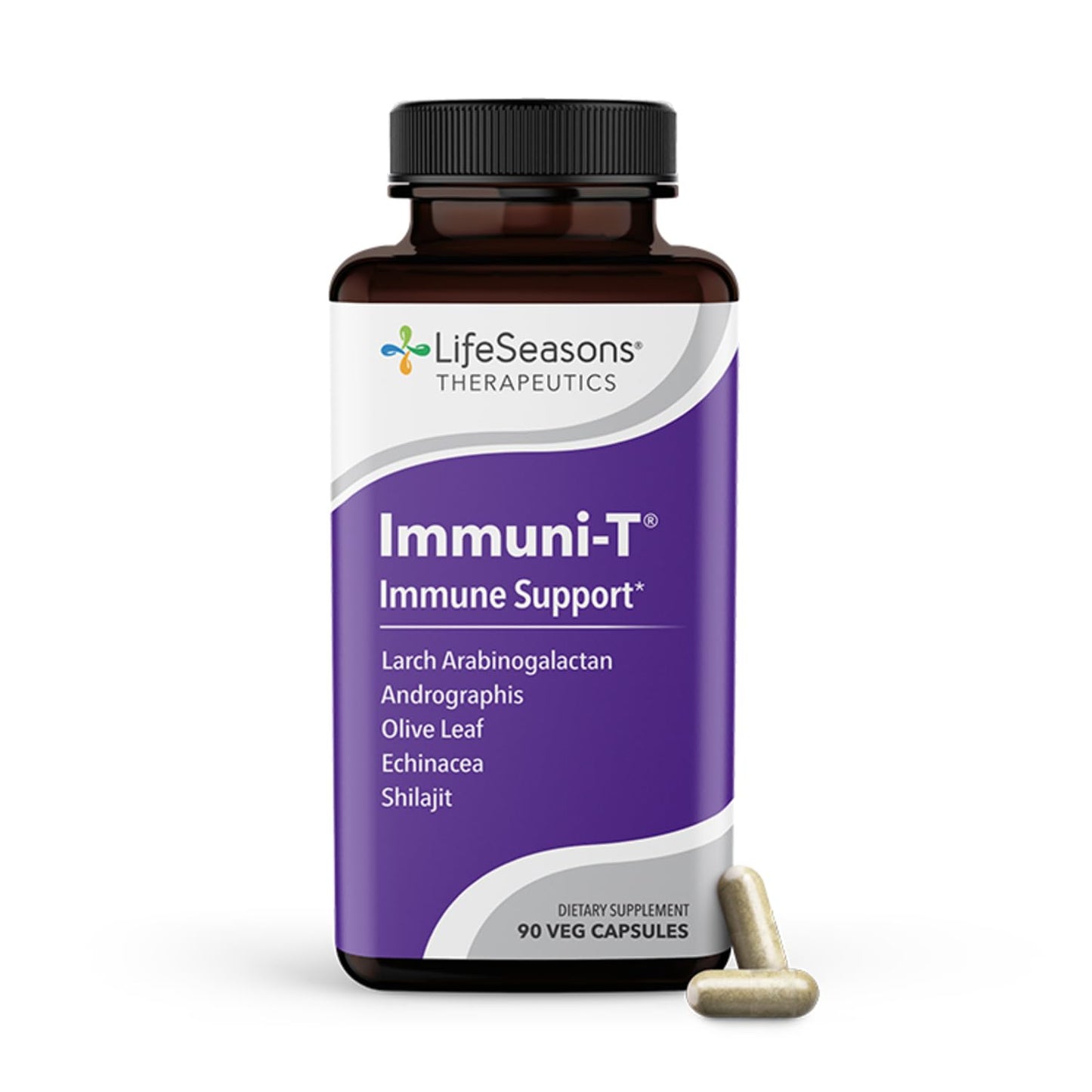 LifeSeasons Immuni-T - Immune Support Supplement - Immunity System Booster - Natural Cold & Flu Relief - Elderberry, Echinacea, Andrographis, Arabinogalactans & Olive Leaf - 90 Capsules - dailyvitalstore