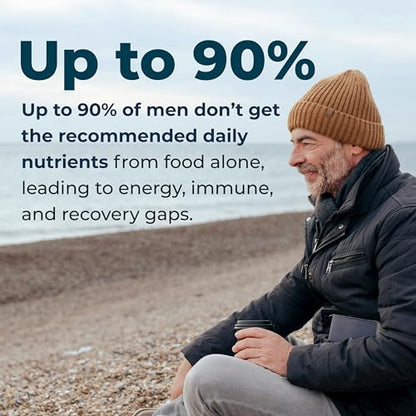 LifeSeasons Men's Multivitamin – High Potency with 21 Vitamins & Minerals, PureWay-C®, NAD+, Active B-Vitamins, TRAACS® Chelates, enXtra® for Energy, Probiotics & Mushrooms – 120 Veg Capsules - dailyvitalstore