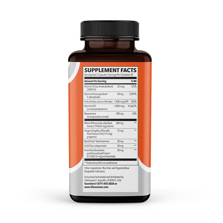 LifeSeasons Migra‑T - White Willow Bark, Magnesium, CoQ10 & Ginger - 60 Count (Pack of 2) - dailyvitalstore