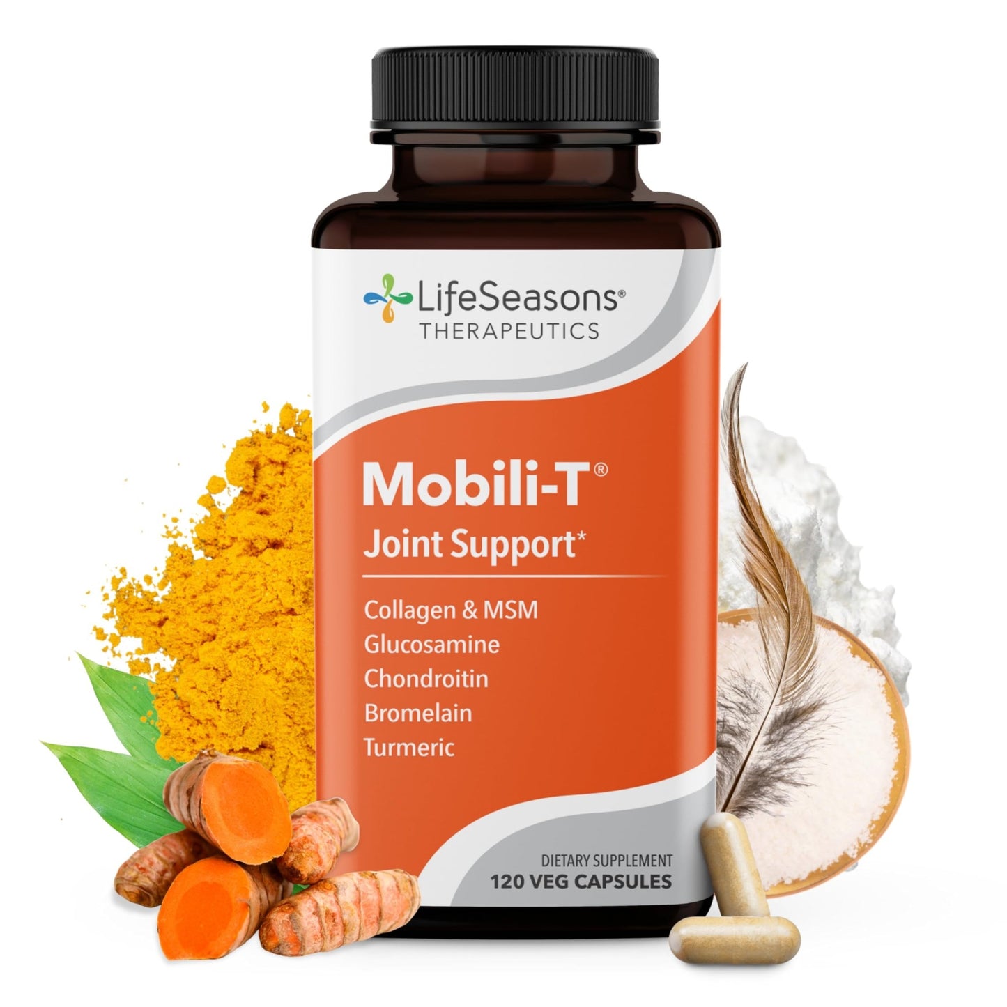 LifeSeasons Mobili-T - Joint Support Supplement - Reduces Aches & Discomforts - Increase Range of Motion - Rebuild Tissue & Cartilage - MSM Chondroitin Collagen Glucosamine & Turmeric - 120 Capsules - dailyvitalstore