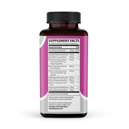 LifeSeasons - PreMense-T - PMS Relief Supplement - Support for Pre-Menstrual Symptoms, Cramping & Breast Tenderness - Nourish Tissue - Ginger Crampbark Dong Quai Chasteberry & Vitamin B6-60 Capsules - dailyvitalstore