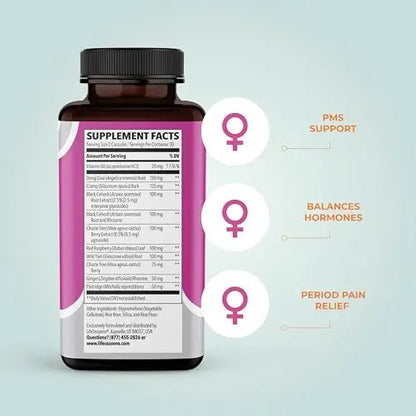 LifeSeasons - PreMense-T - PMS Relief Supplement - Support for Pre-Menstrual Symptoms, Cramping & Breast Tenderness - Nourish Tissue - Ginger Crampbark Dong Quai Chasteberry & Vitamin B6-60 Capsules - dailyvitalstore