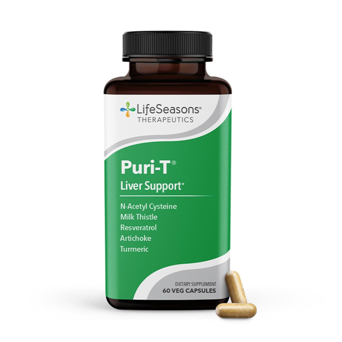 LifeSeasons Puri-T - Liver Cleanse & Detox Support Supplement - Resveratrol, N-Acetyl Cysteine, Milk Thistle, Artichoke & Turmeric - Supports Tissue Regeneration & Healthy Bile Flow - 60 Capsules - dailyvitalstore