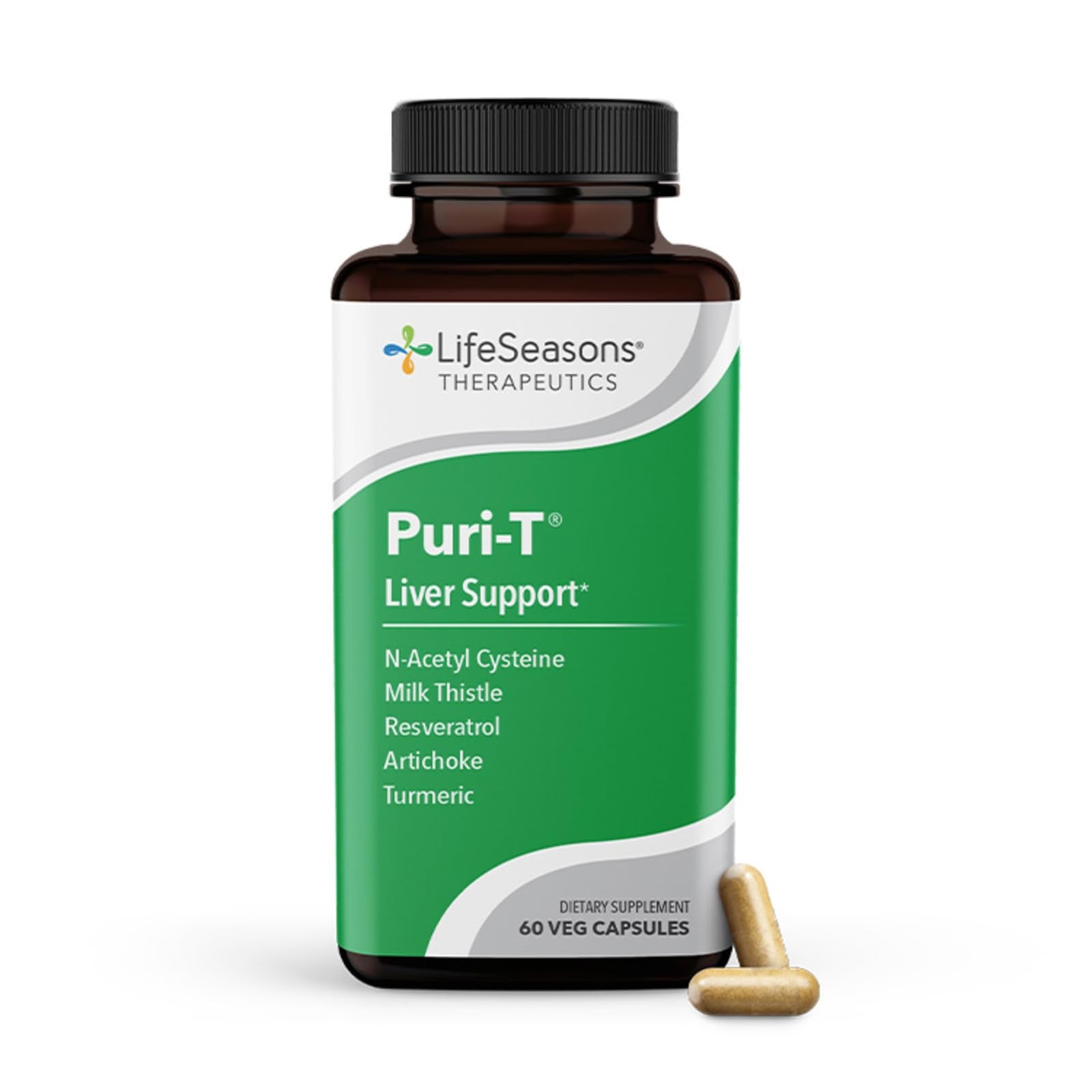 LifeSeasons Puri-T - Liver Cleanse & Detox Support Supplement - Resveratrol, N-Acetyl Cysteine, Milk Thistle, Artichoke & Turmeric - Supports Tissue Regeneration & Healthy Bile Flow - 60 Capsules - dailyvitalstore