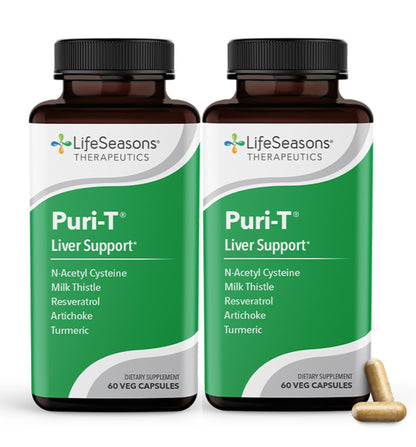 LifeSeasons Puri-T - Liver Cleanse & Detox Support Supplement - Resveratrol N-Acetyl Cysteine Milk Thistle Artichoke & Turmeric - Supports Tissue Regeneration & Healthy Bile - 60 Capsules (Pack of 2) - dailyvitalstore