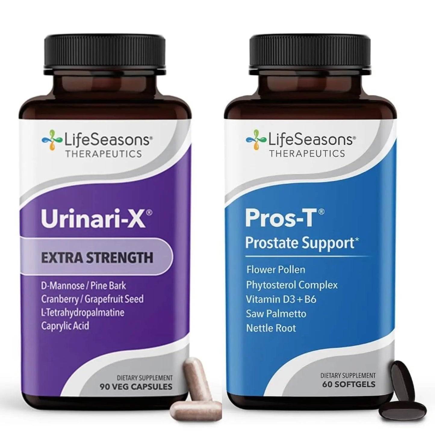 LifeSeasons Urinari-X Extra Strength + Pros-T Bundle – Urinary Tract & Prostate Health – Fast UTI Relief, Bladder Comfort, Supports Normal Urinary Flow – 90 Capsules & 60 Softgels - dailyvitalstore