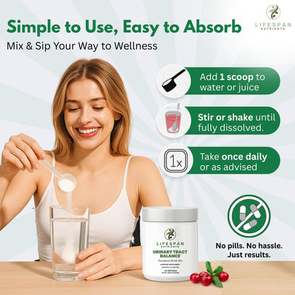 LifeSpan Nutrients D Mannose with Cranberry and Probiotics Powder Supports Urinary Tract and Bladder Health Easy Mix Drink Vegan Gluten Free 30 Servings - dailyvitalstore