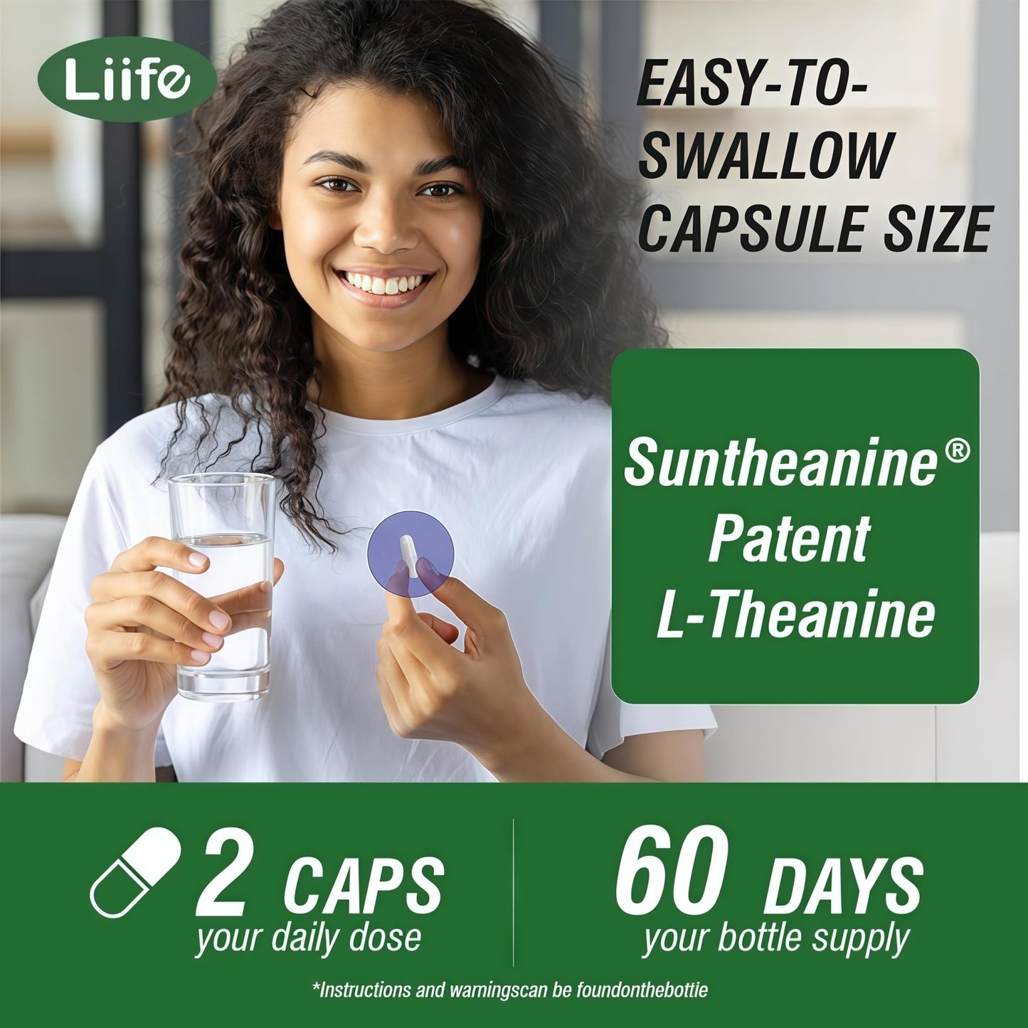 LIIFE L-Theanine (Suntheanine®) with GABA– 60 Veggie Capsules Support with Magnesium & Black Pepper for a Healthy Stress Response, Relaxation, and Focus Increases Brain Alpha-Wave Production* - dailyvitalstore