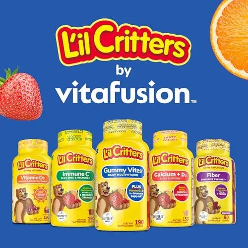 L’il Critters Gummy Vites No Sugar Added Daily Gummy Multivitamin for Ages 2+ Toddlers & Kids, Vitamin C, D3 for Immune - dailyvitalstore