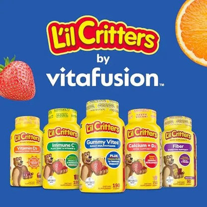 L’il Critters Gummy Vites No Sugar Added Daily Gummy Multivitamin for Ages 2+ Toddlers & Kids, Vitamin C, D3 for Immune - dailyvitalstore