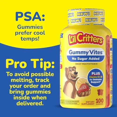 L’il Critters Gummy Vites No Sugar Added Daily Gummy Multivitamin for Ages 2+ Toddlers & Kids, Vitamin C, D3 for Immune - dailyvitalstore