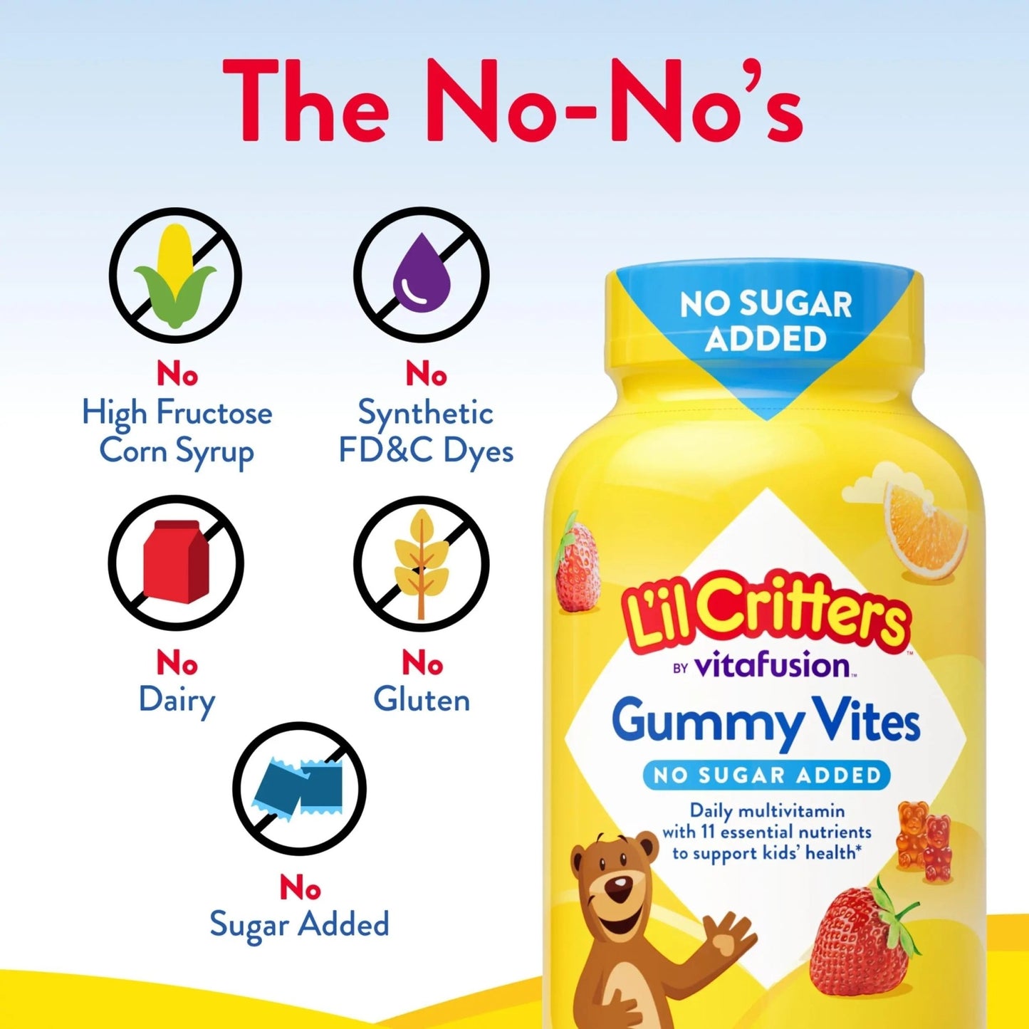 L’il Critters Gummy Vites No Sugar Added Daily Gummy Multivitamin for Ages 2+ Toddlers & Kids, Vitamin C, D3 for Immune - dailyvitalstore