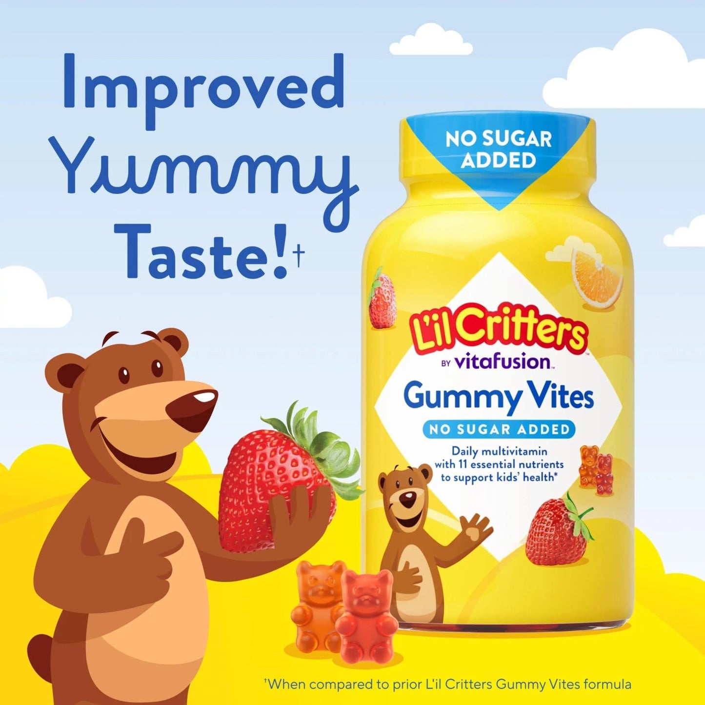 L’il Critters Gummy Vites No Sugar Added Daily Gummy Multivitamin for Ages 2+ Toddlers & Kids, Vitamin C, D3 for Immune - dailyvitalstore