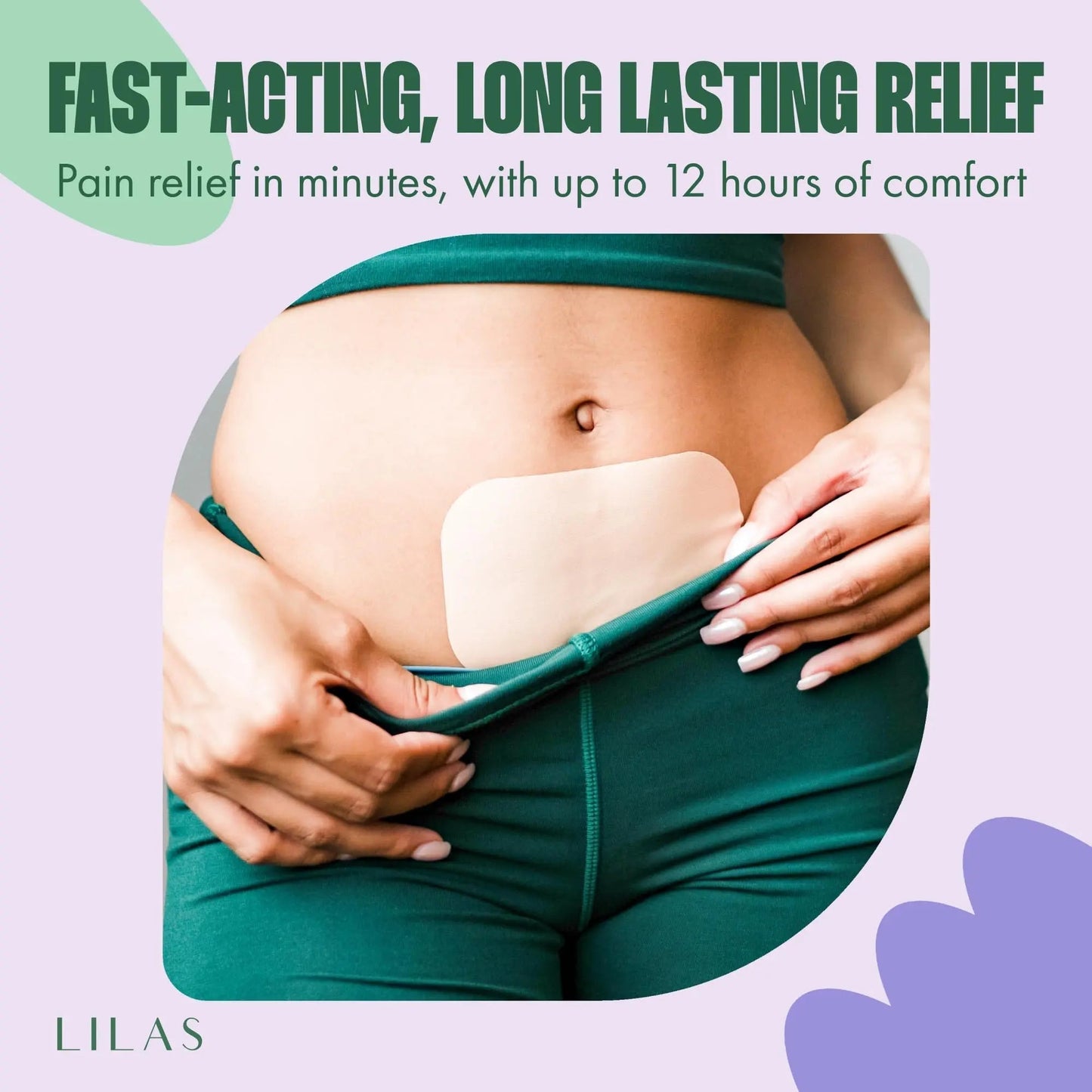 LILAS Period Cramps Pain Relief Patch, 10 Pack | Instant Relief for Menstrual Cramp, PMS, Endometriosis & PCOS | 12-Hour Comfort | Natural & Vegan Topical Patches | Trusted Formula & Upgraded Design - dailyvitalstore