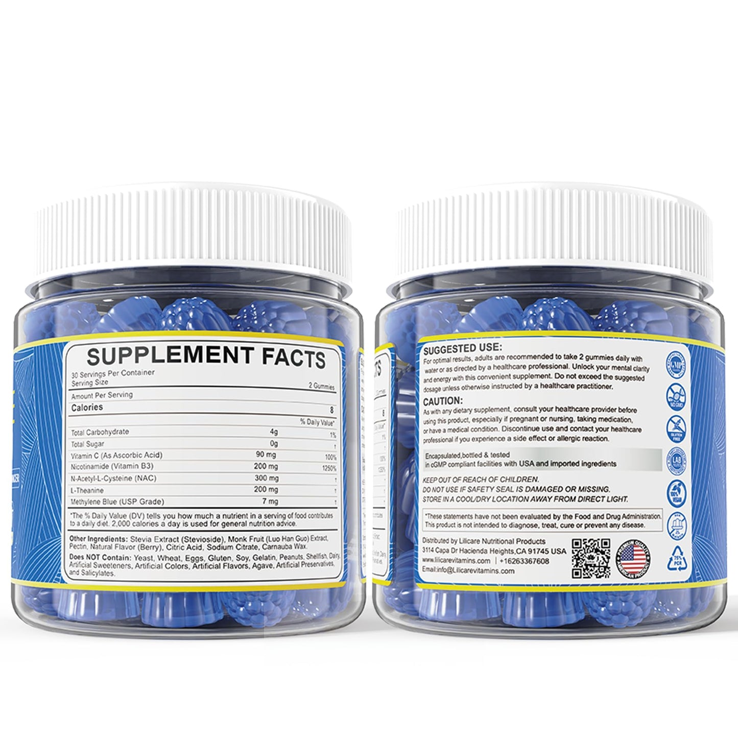 LILICARE Methylene Blue Gummies 7mg Per Serving for Humans | Upgraded Antioxidant & Brain Booster Supplement for Cognitive Function, Energy - dailyvitalstore