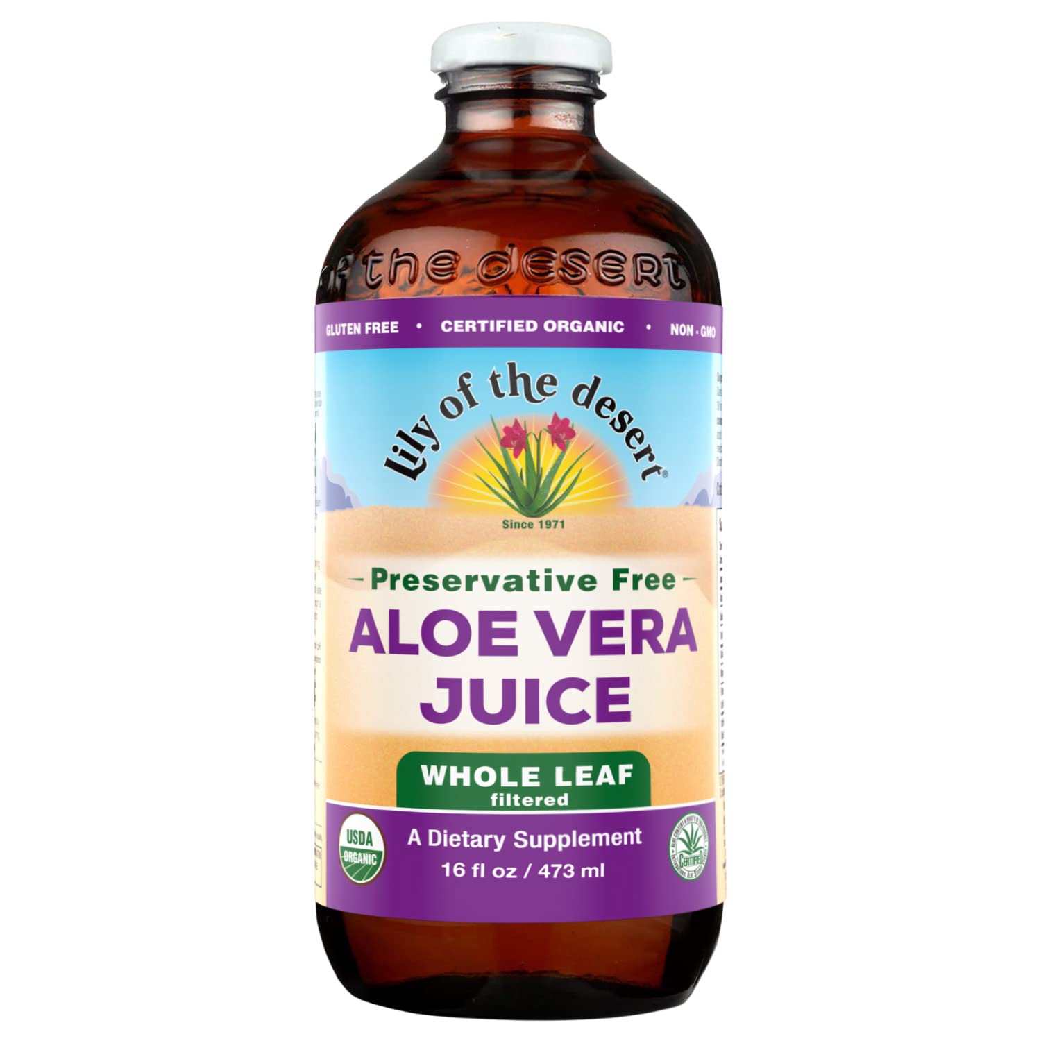 Lily of the Desert Aloe Vera Juice, Whole Leaf Filtered, Organic & Preservative Free – Natural Vitamins, Digestive Enzymes for Gut Health, - dailyvitalstore