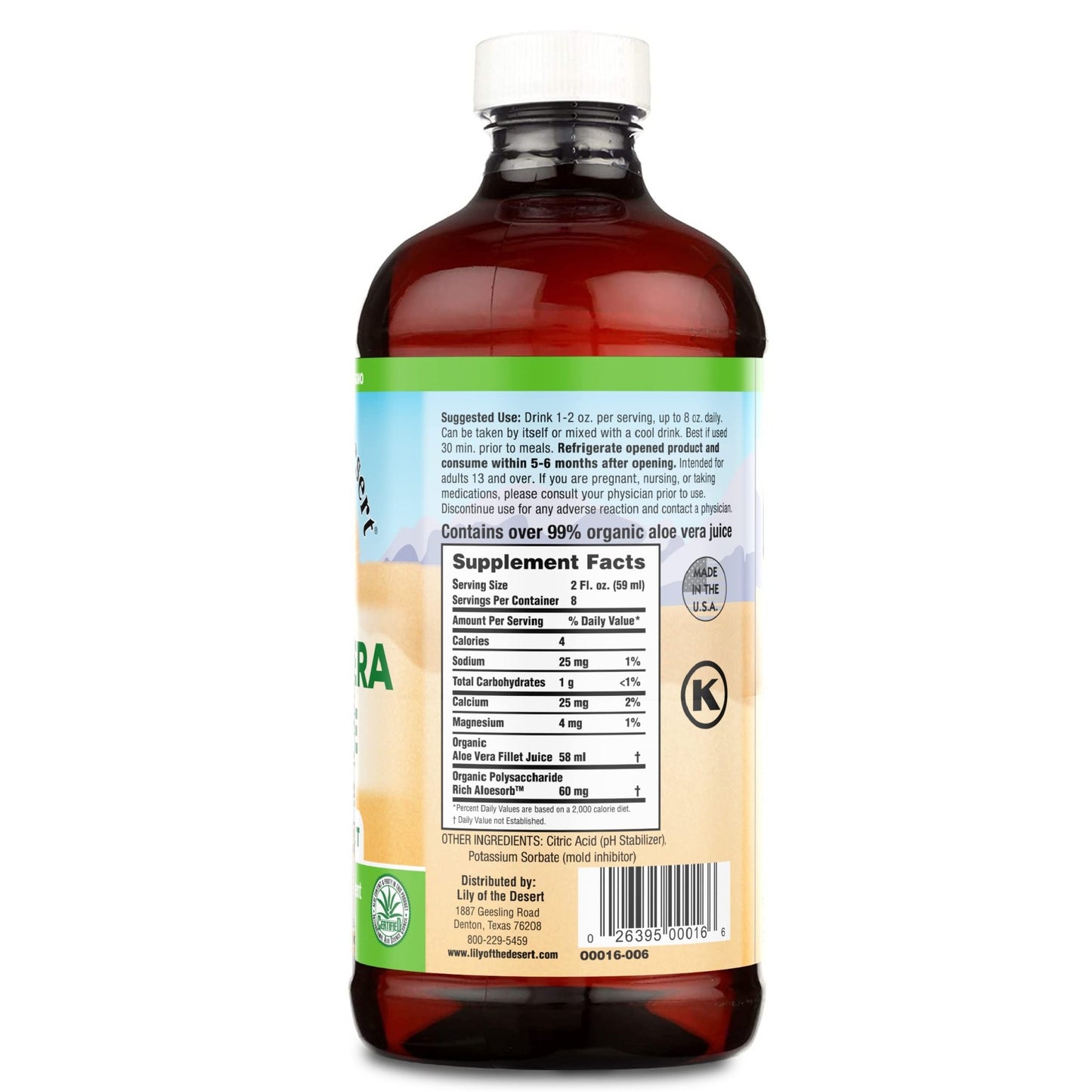 Lily of the Desert Organic Aloe Vera Juice – Inner Fillet, 16 fl oz - dailyvitalstore