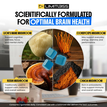 Limitless Supershrooms Smart Focus Gummies - 30 Day Supply - dailyvitalstore