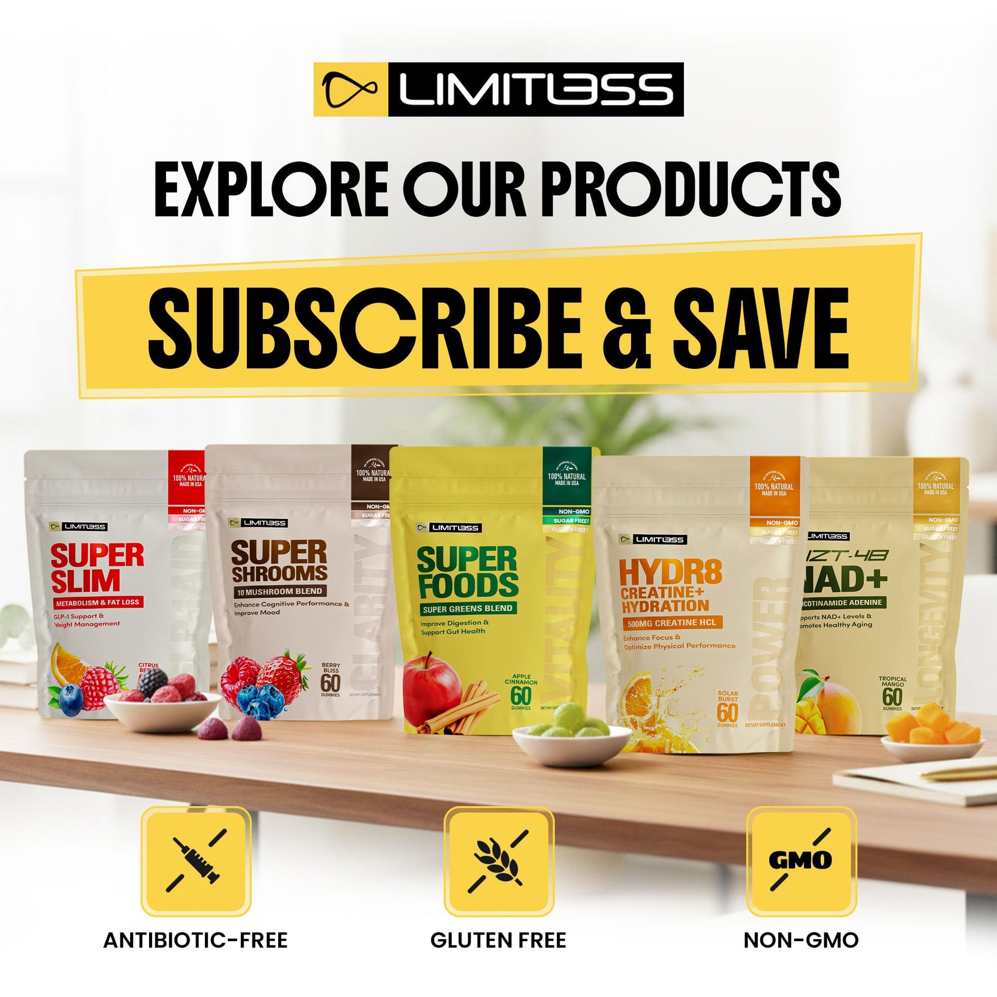 Limitless Supershrooms Smart Focus Gummies - 30 Day Supply - dailyvitalstore