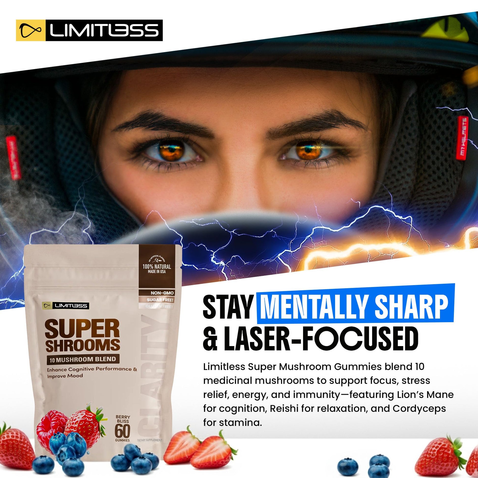 Limitless Supershrooms Smart Focus Gummies - 30 Day Supply - dailyvitalstore