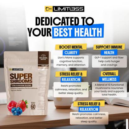 Limitless Supershrooms Smart Focus Gummies - 30 Day Supply - dailyvitalstore