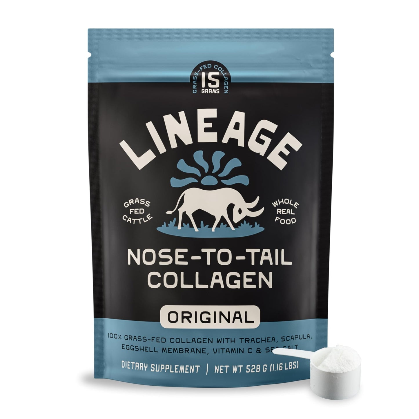 Lineage Provisions 100% Grass Fed Collagen Powder UNFLAVORED – Hydrolyzed Bovine Collagen Peptides with Trachea, Scapula, Eggshell Membrane – Collagen Protein Powder with Vitamin C – 30 Servings - dailyvitalstore
