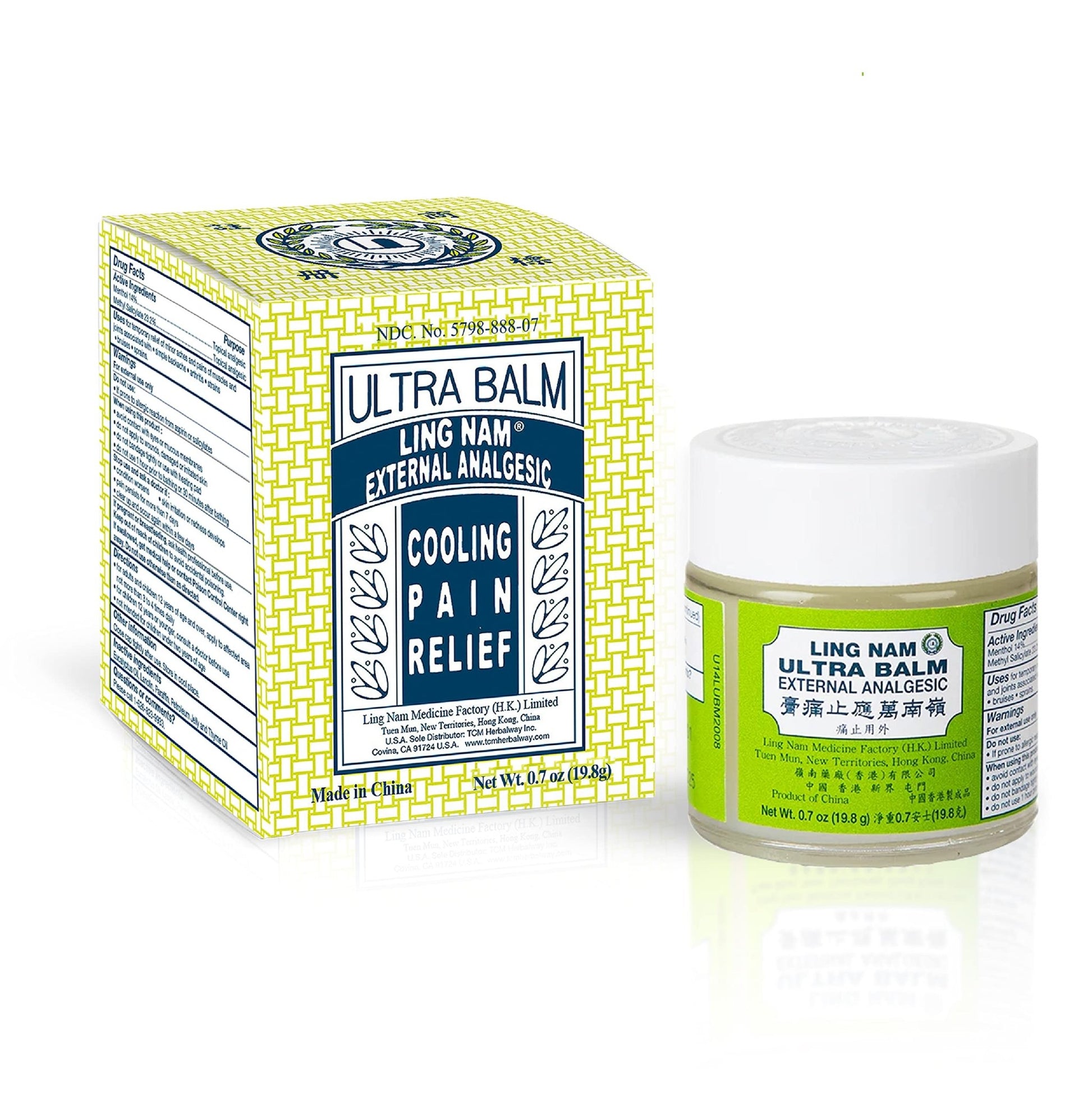 Ling Nam Ultra Balm External Analgesic, for Cooling Pain Relief Simple Backache Arthritis Strains Bruises Sprain, Muscle Pain, Muscle Soreness,0.7oz/19.8g - dailyvitalstore