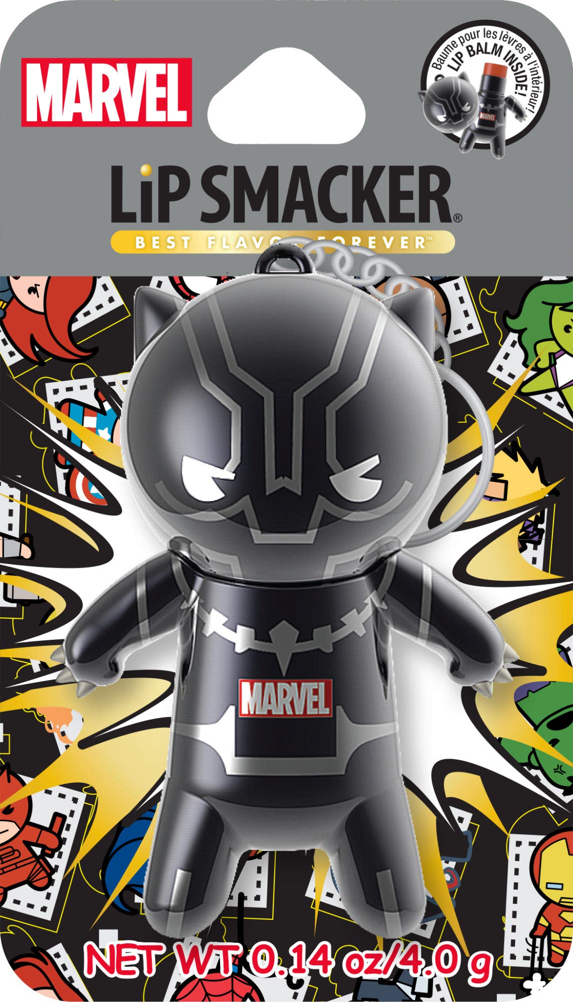 Lip Smacker Marvel Lip Balm Keychain, Clear & Glossy, Fun & Giftable, Cruelty Free - Black Panther - dailyvitalstore