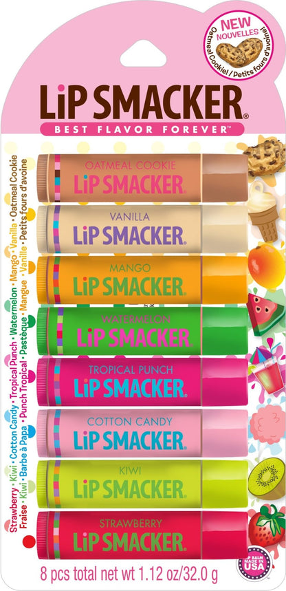 Lip Smacker Original & Best Holiday Flavored Lip Balm Party Pack, Oatmeal Cookie, Vanilla, Mango, Watermelon, Tropical Punch, Cotton Candy, Kiwi, Strawberry, Clear - dailyvitalstore